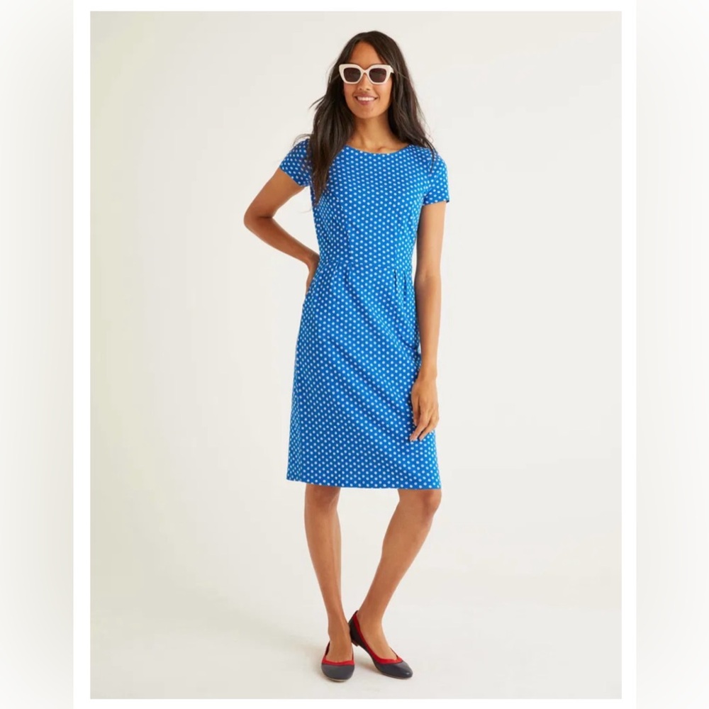 Boden Phoebe Jersey Dress, Bold Blue Daisy, size US 4R, great condition!